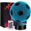 Polemera regalo comunione bambino, 3D Calcio Lampade con 16 colori cambia da tel