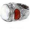 NALBORI vero argento 925 maestoso anello corallo verace rosso perla barocca regolabile