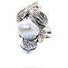 NALBORI Vero argento 925 anello perla scaramazza barocca naturale foglie misura 16 donna