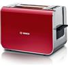 Bosch Tostapane Styline TAT8614N integrato, funzione di sollevamento, scongelamento, spegnimento automatico, centraggio del pane, 800 W, acciaio inox/rosso