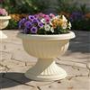 Vaso Effetto Ceramica Base Alta Fioriera in Resina Rilievo Floreale per Cortile