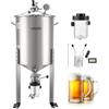 VEVOR Serbatoio di Fermentazione Conico per Produzione di Birra in Acciaio Inox da 60 Litri, Bollitore con Fondo Conico 3 Ruote, Botte di Fermentazione per Vino e Birra