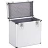 Yaheetech Valigetta Porta LP con Capacità 50 Dischi Valigia Custodia per Vinili Trucchi Gadget 35 x 20 x 36 cm Argento