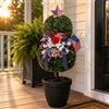 Topiaria Patriottica Artificiale Decoro Topiaria USA Fiocco Stella per Portico