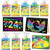 ZMLM 24 Scratch Art Bambini Kit Disegno con 24 Stencil 24 Penna in Legno Gadget