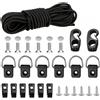 Kit Ganci Elastici Nautici 6 Mm Kit Corda Elastica Nero e Argento
