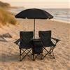 Sedia da Spiaggia Doppia Portatile Sedia da Campeggio con Ombrellone Resistente