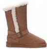 Infinity Leather Donna Originale Pecora Marrone Castagna Camoscio Polpaccio Stivali Zip Invernale