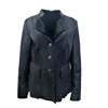 Infinity Giacca Blazer Militare In Pelle Di Agnello Shearling Nera Vintage Da Donna