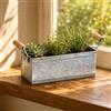 Fioriera Zincata con Manici Argento Vaso Rustico in Zinco Aperto