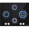 IsEasy Piano cottura a gas 4 fuochi da 64 cm in Vetro Nero GN/GPL incasso