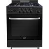 Samet Cucina a Gas 4 Fuochi Forno a Gas Ventilato 60x60 Cl.A Nero Stromboli Samet