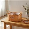 Cestino Ovale Intrecciato Etichetta Cucita Cestino in Finto Rattan Decorativo