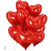 Maykafay 12 Palloncini a Forma di Cuore Rossi Foil Air Balloons per Decorazione Romantica