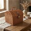 Baule Intrecciato Marrone Decorativo Cesto in Rattan Finto