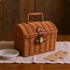 Baule Intrecciato Marrone Decorativo Cesto in Rattan Finto