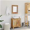 vidaXL Armadietto Mobili Arredo da Bagno Vanity con Specchio Legno Massello vidaXL