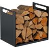 Relaxdays Scaffale per Legna da ardere, Metallo, Moderno, HLP: 35x40x30 cm, Supporto per Legna, Legna secca, Nero