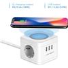 JSVER Multipresa Cubo Qi 10W 2 Prese 3 USB Ricarica Wireless Cavo 1,5m 2500W Bianca