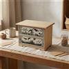 Cassettiera in Legno Stile Boho Mobiletto con Cassetti Manopole Tonde