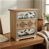 Cassettiera in Legno Stile Boho Mobiletto con Cassetti Manopole Tonde