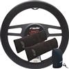 SIMONI RACING Cover Interior Set 0003 Kit Accessori Interni Auto: Coprivolante in Silicone 35-40 cm, Copripomello Cambio in Microfibra e 2 Copricintura con Velcro, Colore Nero, Universale