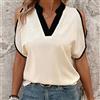 Camicia donna scollo a V Fashion Forward con pieghe e volant per uso quotidiano