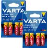 VARTA 8x Batterie Alcaline Varta Longlife Max Power R-06 LR06 AA da 1.5 V