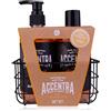 Accentra Set regalo MEN'S COLLECTION da uomo, set per la cura in cestello metallico riutilizzabile di colore nero, con gel doccia da 300 ml in erogatore e shampoo da 300 ml, fragranza Amberwood