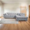 DecHome Divano Angolare 3 posti Letto Pouf 270x240x95x75 cm Grigio Carovigno