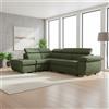 DecHome Divano Angolare 4 Posti Penisola Sinistra Letto 264x220x76 Verde Fiona