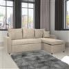 DecHome Divano Angolare 3 Posti Letto 225x148x71 cm Cappuccino Golf