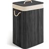Massido Cesto portabiancheria con coperchio, 72 l, in bambù, colore nero, 61 x 42 x 32 cm