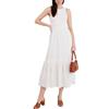 Desigual Vest Lourdes Abito Donna XL Avorio Testurizzato Senza Maniche Midi