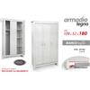 G Armadio Guardaroba Moderno 3 Ante battenti Appendiabiti BIANCO 109*52*H180 CM