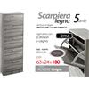 G SCARPIERA 5 ANTE SALVASPAZIO SLIM MODERNA DOPPIO VANO ROVERE GRIGIO 180*63*24 cm