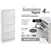 G SCARPIERA SALVASPAZIO MODERNA 4 ANTE DOPPIE SLIM BIANCO LEGNO ROVERE 150*63*24cm