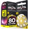 Udivita 80 Batterie Per Apparecchi Acustici Auricolari Misura 10 PR70 (Gialle) 10