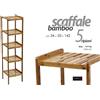 G SCAFFALE IN LEGNO NATURALE CUCINA BAGNO PORTA ASCIUGAMANI 5 RIPIANI 142*34*33 CM