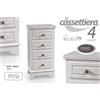 G CASSETTIERA 4 CASSETTI h82*40*30cm LEGNO PERLA BIANCO SHABBY CHIC COMODINO