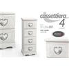 G CASSETTIERA CUORE SLIM SALVASPAZIO SHABBY CHIC 4 CASSETTI SETTIMINO 80*31*26 cm