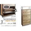 G MOBILE SCARPIERA STRUTTURA METALLO NER ANTE LEGNO A RIBALTA MARRONE 132*60*24 cm