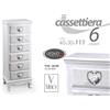 G CASSETTIERA CUORE 6 CASSETTI SETTIMINO LEGNO BIANCO SHABBY CHIC H111*L40*P30 cm