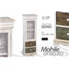 GIC MOBILE VETRINA VETRINETTA LEGNO ANTICATO ANTA SHABBY CHIC BIANCO COLOR 104*33*29