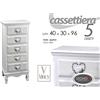 G CASSETTIERA 5 CASSETTI SHABBY CHIC SALOTTO CAMERETTA LEGNO CUORE BIANCA 96*40*30
