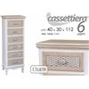 G CASSETTIERA 6 CASSETTI 111*40*30cm SETTIMINO LEGNO BIANCO SHABBY CHIC MARRONE CH