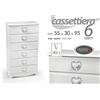 G CASSETTIERA SETTIMINO 6 CASSETTI h95*55*30cm LEGNO BIANCO SHABBY CHIC CUORE