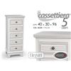 G CASSETTIERA 5 CASSETTI SHABBY CHIC SETTIMINO DECAPE BIANCO ELEGANTE 96*40*30 cm
