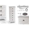 G CASSETTIERA 6 CASSETTI 111*40*30cm SETTIMINO LEGNO BIANCO SHABBY CHIC PERLA