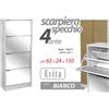 G SCARPIERA SPECCHIO SLIM 4 ANTE 150*63*24cm DOPPIA PROFONDITà SALVASPAZIO MODERNA